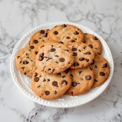 Wall Mural - Chocolate chip cookies on a plate.