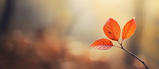 Wall Mural - one leaf in blurred background. creative banner. copyspace image