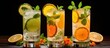 © HN Works - brazilian caipirinhas and drinks of lemon and orange. Creative banner. Copyspace image