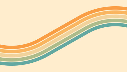 Wall Mural - abstract background of rainbow groovy wavy line design in 1970s hippie retro style. vector pattern r