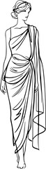 sketch of a Greek woman in a dress