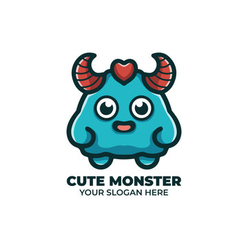 Cute Monster Logo Vector Design