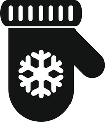 Canvas Print - Simple black and white icon of a winter mitten with a snowflake on it, perfect for representing wintertime