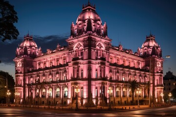 Wall Mural - Pink house in Buenos Aires, stage of historical events., generative IA