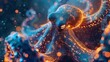 © Avve Diana  - Embraced by an orange bubble and a bunch of blue and orange dot dots, this orange octopus glows in the dark.