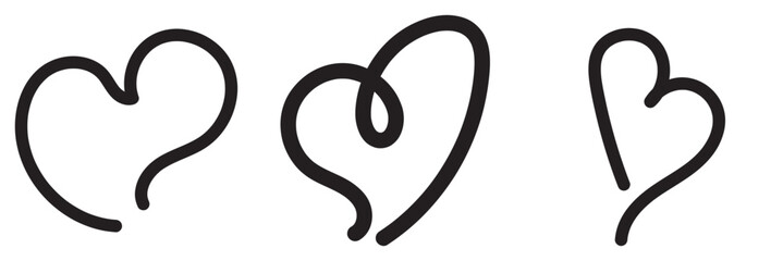 Wall Mural - heart continuous one line drawing, black and white vector minimalist illustration of love concept ma