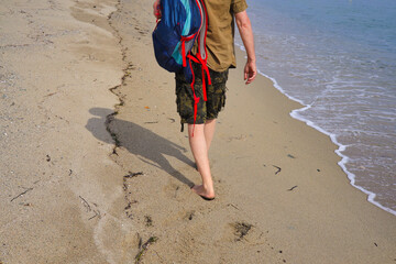 Wall Mural - Beach walk along the Olympic Riviera in Platamonas - Greece