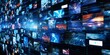 © Александр Михайлюк - Abstract multimedia background with various channel images, web streaming media tv video technology