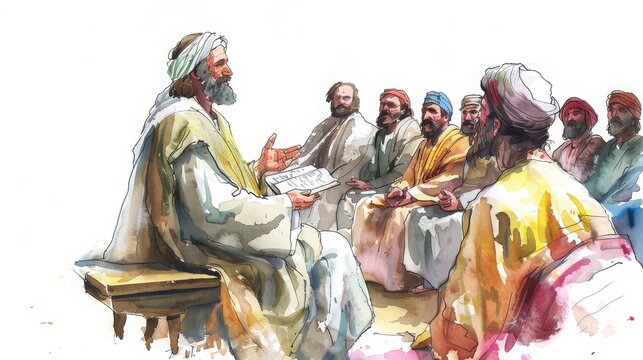 Jesus Christ watercolor Illustration. Christianity hand drawn