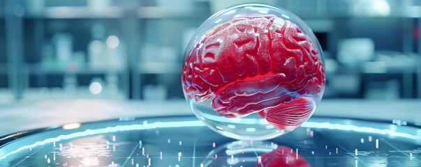 Wall Mural - Abstract background of the human brain. Futuristic medical research concept.