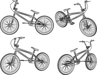 Sticker - Sketch illustration vector drawing of mtb bmx bike design for stunts 