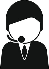 Wall Mural - Simple silhouette icon of a dispatcher wearing a headset microphone