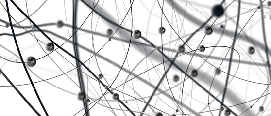 Leinwandbilder - Big data visualization. Network connection structure with chaotic distribution of points and lines. 3D rendering.