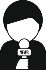 Poster - Simple black and white icon of a journalist holding a microphone with the word news