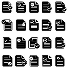 Wall Mural - paper documents icons. set of black checklist icons isolated on white. vector illustration