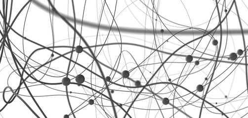 Fototapete - Abstract polygonal space with connecting dots and lines. Dark background. Connection structure. 3d Widescreen