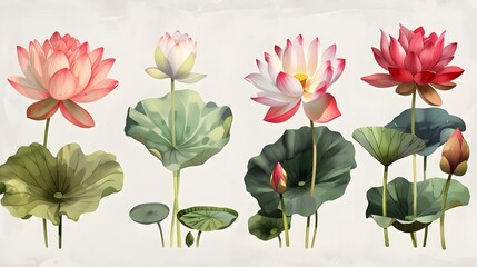 Wall Mural - Elegant Lotus Flower Bundle for Creative Projects