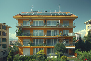 Wall Mural - solar panels on the balcony of an apartment in front view