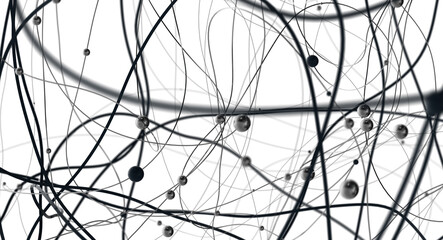 Poster - The structure of the network connection of points and lines. Data technology.