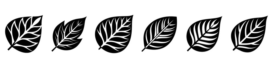 Wall Mural - leaf icon. set of different leaves icons. vector illustration. leaf vector icons. black leaves icons