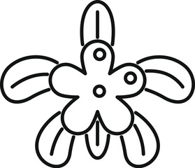 Sticker - Line drawing of a five petals flower with leaves growing around it