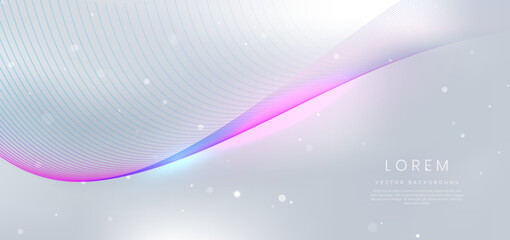 Wall Mural - Abstract elegant white background with colorful dynamic wave lines and lighting effect.