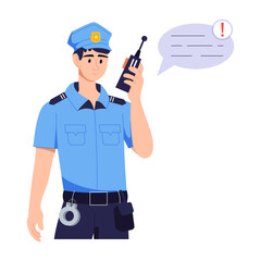 Canvas Print - A character based flat illustration of policeman 