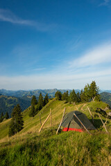 tent for camping on a mountain in the wilderness