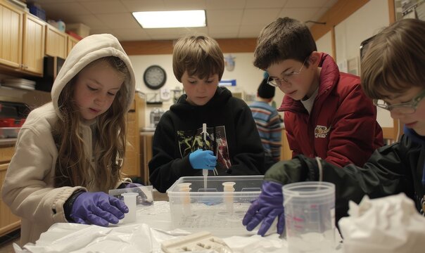 Kids doing their science project