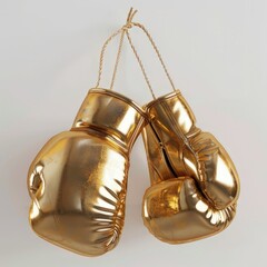 Wall Mural - luxury gold boxing gloves closeup on white background