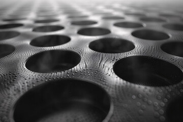 Extreme close-up of a dust filter surface, revealing the texture and pattern formed by trapped dust particles.