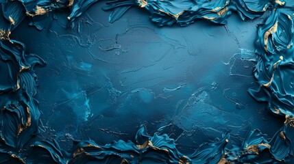 Canvas Print - A blue background with gold paint splatters