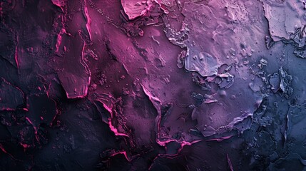 Canvas Print - A wall with a purple background and a lot of rocks