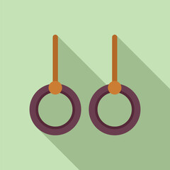 Poster - Two empty gymnastic rings are hanging from wooden mounts against a light green wall