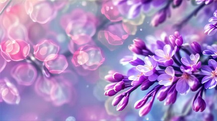 Wall Mural - close up of purple flower.  spring lilac violet flowers. generative ai