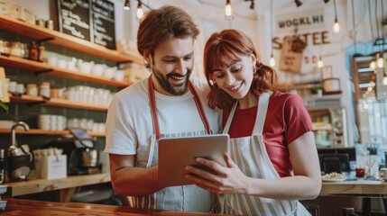 Canvas Print - The smiling café couple