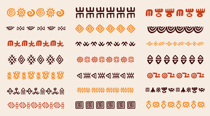 Abstract African tribal borders geometric strokes