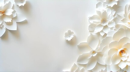 Wall Mural - white rose petals, white flower background. generative ai