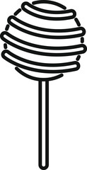 Sticker - Simple line drawing icon of a round spiral lollipop candy on a stick showing a swirling sweet treat