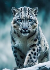Wall Mural - A white bengal tiger in the snow..