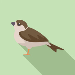 Sticker - Simple cartoon icon of a common house sparrow bird standing facing left