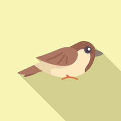 Sticker - Cute sparrow with brown and beige feathers standing on a branch