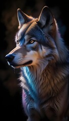 Wall Mural - A olf in the night staring at it's prey..