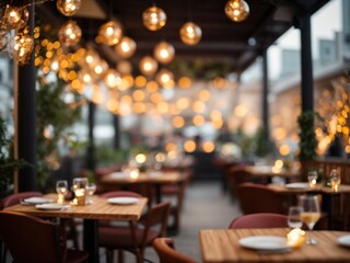 Poster - Blurred background of restaurant with abstract bokeh