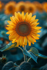 Aufkleber - Elegant summer background featuring a close-up of a single sunflower,