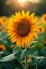 Aufkleber - Elegant summer background featuring a close-up of a single sunflower,