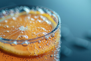 Aufkleber - Simple background showcasing a minimalist lemonade glass with condensation,