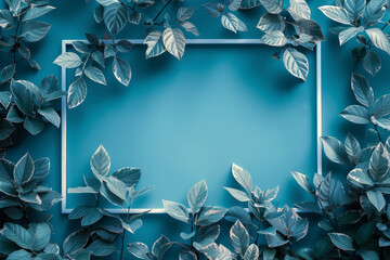 Aufkleber - Minimalist summer background with a thin white frame around a clear blue sky,