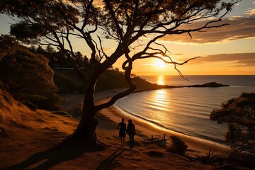 Canvas Print - Botany Bay's spectacular landscape from Bald Hill., generative IA