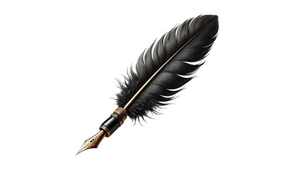 Vintage feather pen isolated on transparent or white background